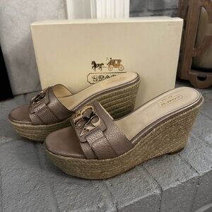 Coach gold Carlana wedges size 7.5.